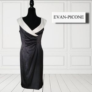 Vintage Evan-Picone Dress, Black with off white crossover in the front.
